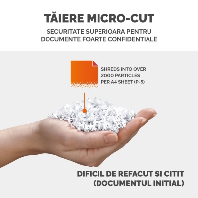 Distrugator documente manual, P5, 9 coli, micro cut, Powershred 450M Fellowes